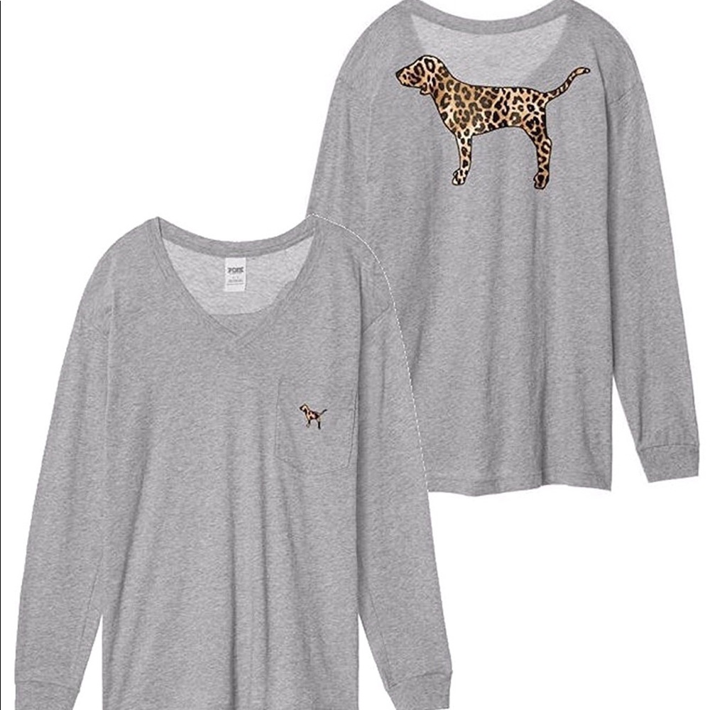 VS PINK GRAY CHEETAH CAMPUS TEE